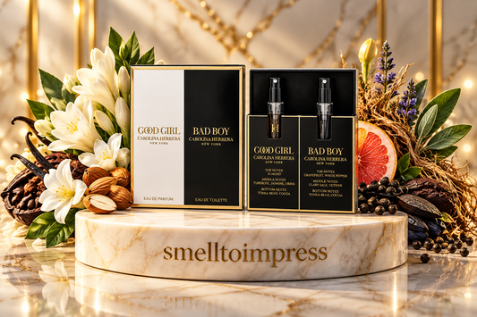 Carolina Herrera Good Girl 1.5 mL와 Bad Boy 1.5 mL 향수 샘플 세트 이미지