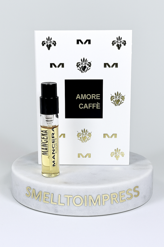 MANCERA 아모레 카페 오 드 퍼퓸 0.06 fl. oz. 2 ml 공식 향수 샘플 스멜투임프레스 대리석 스탠드